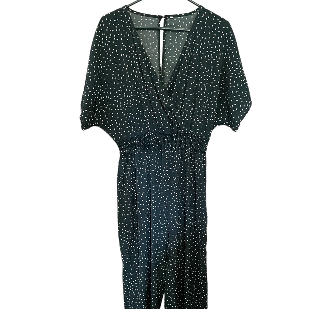 Shein Polka Dot Surplice Front Jumpsuit